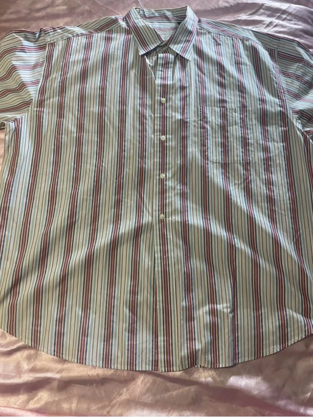 Men's Striped Dress Shirt in White, Red & Blue